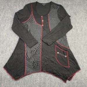 Ronnie‎ Salloway M Black Patchwork Asymmetrical Lagenlook Whimsigoth Artsy Boho